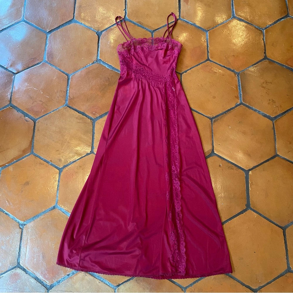 Emilio Pucci Vintage lingerie Chemise Slip Dress Lace Slit Size 6-8